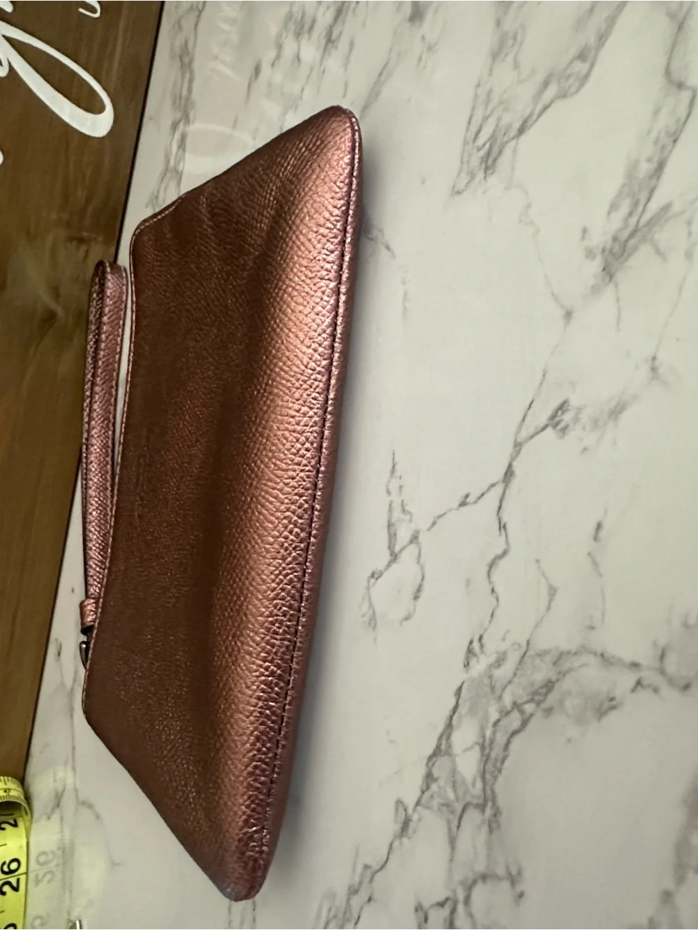 Coach  Zip Wristlet-Metallic Dark Blush